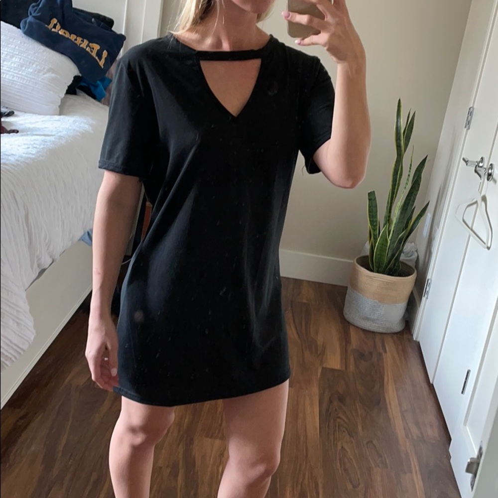 NWOT black cotton tshirt dress